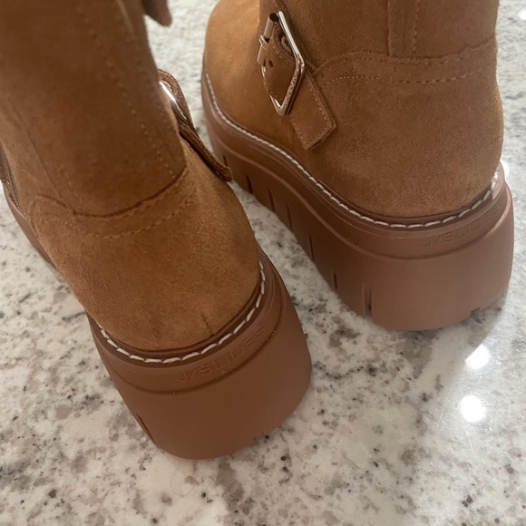 Tan Suede Ankle Boots with Buckles - Picture 6 of 7